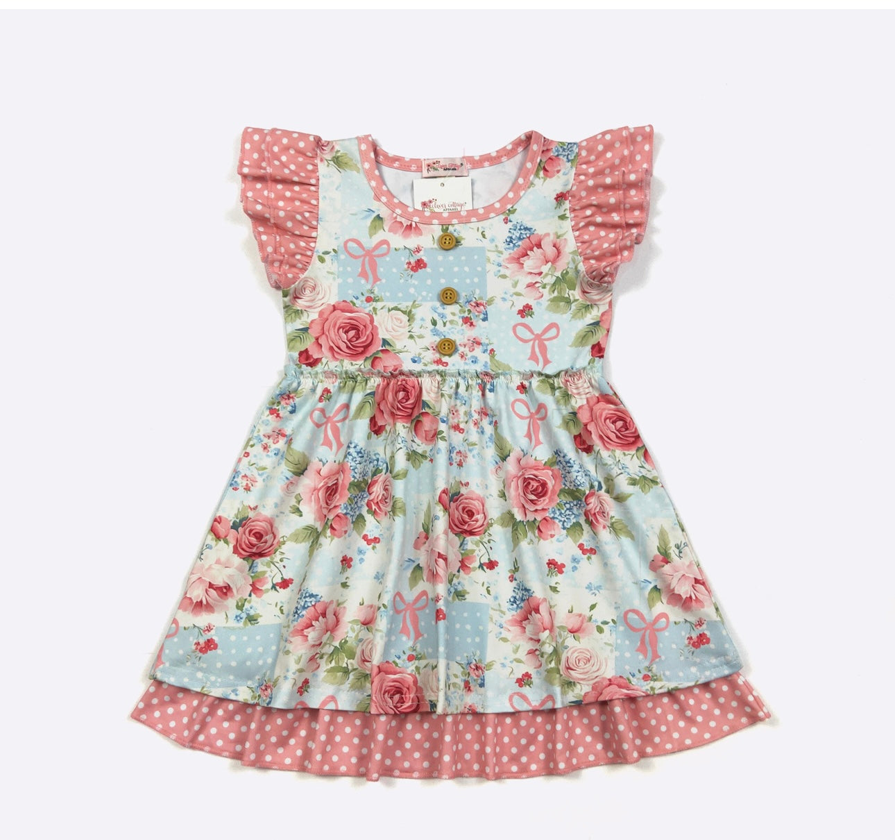 Rose Patch Girls Dress By Clover Cottage