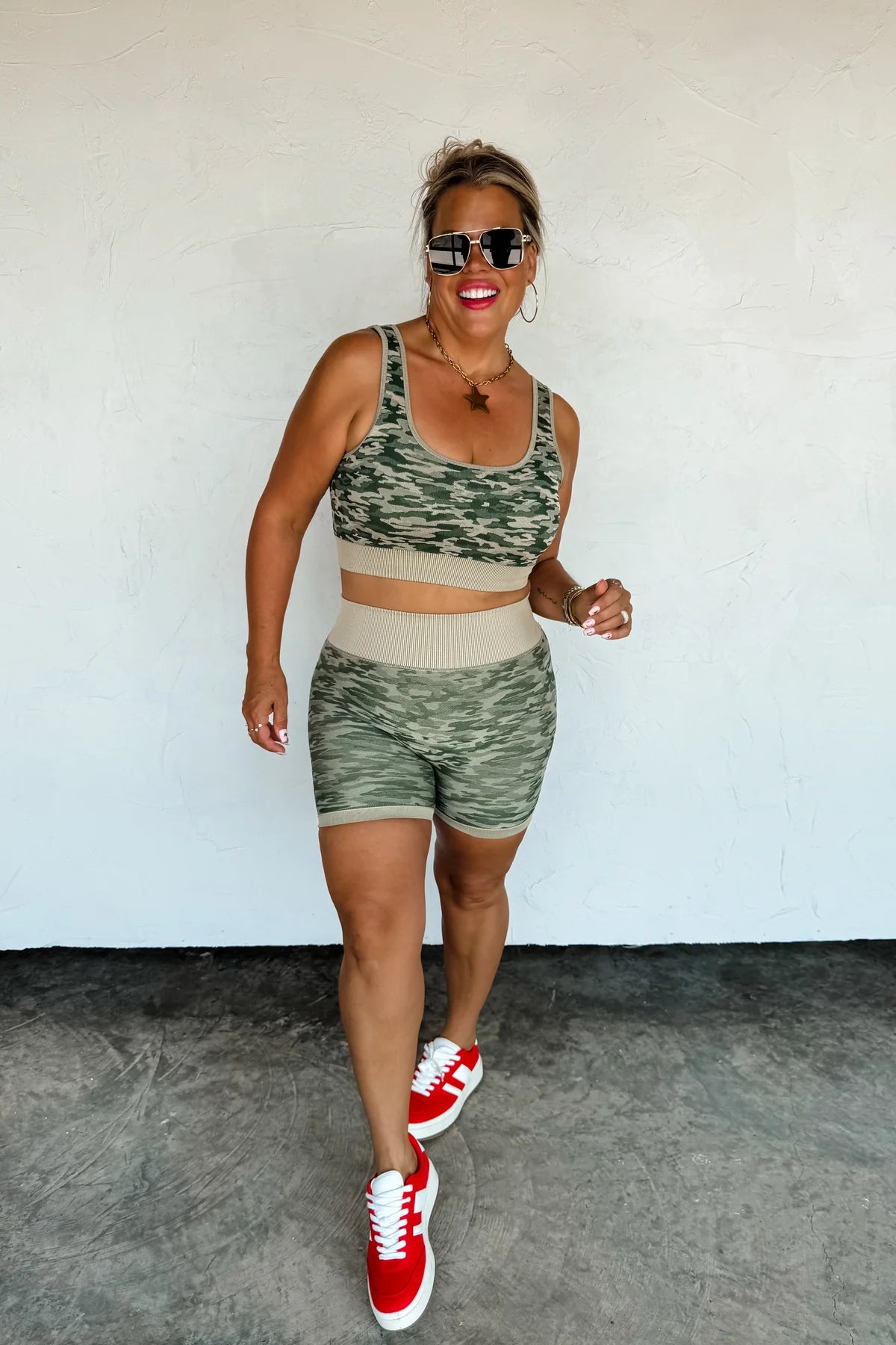 Camo Bra + Biker Short Set