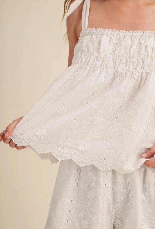 Floral Eyelet Tank + Shorts Set