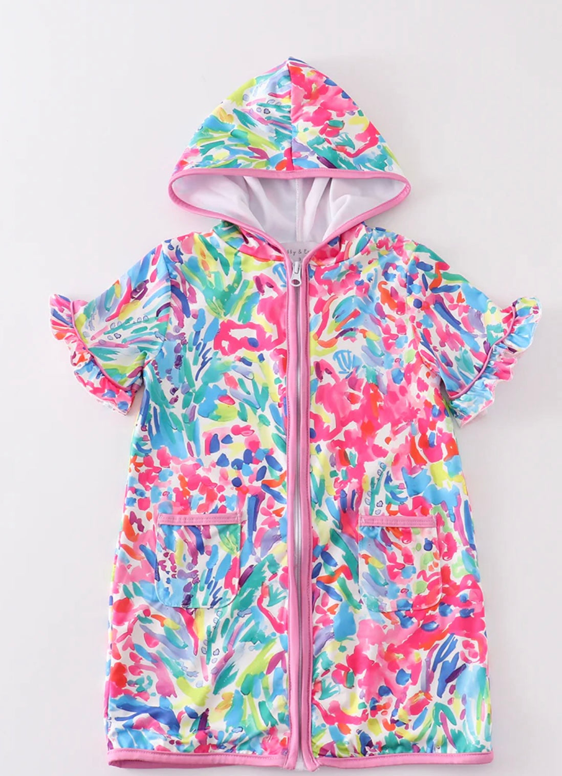 Pink Floral Print Girls Swim Cover