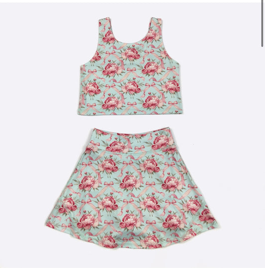 Blooming Coquette Girls Skort Set By Clover Cottage
