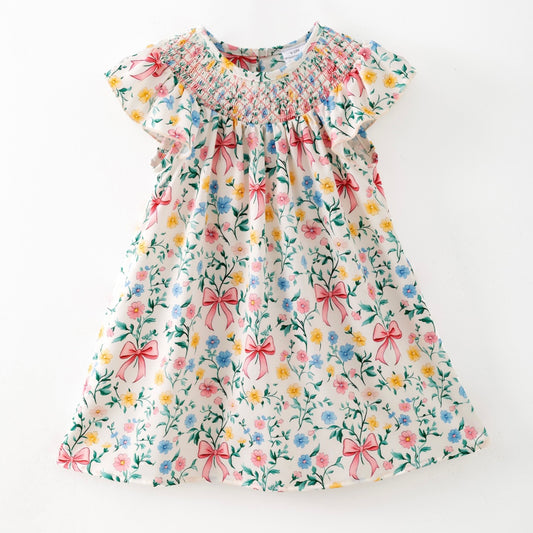 Bow Garden Smocked Dress By Clover Cottage