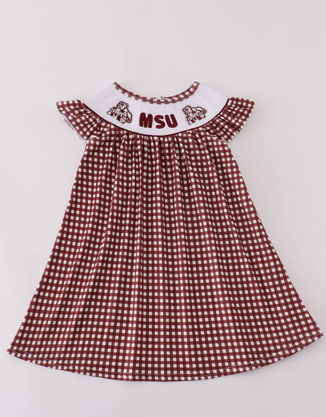 Mississippi MSU Embroidered Gingham Dress