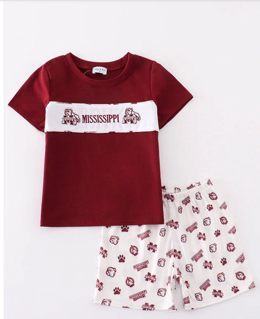 Maroon Mississippi Boys Set