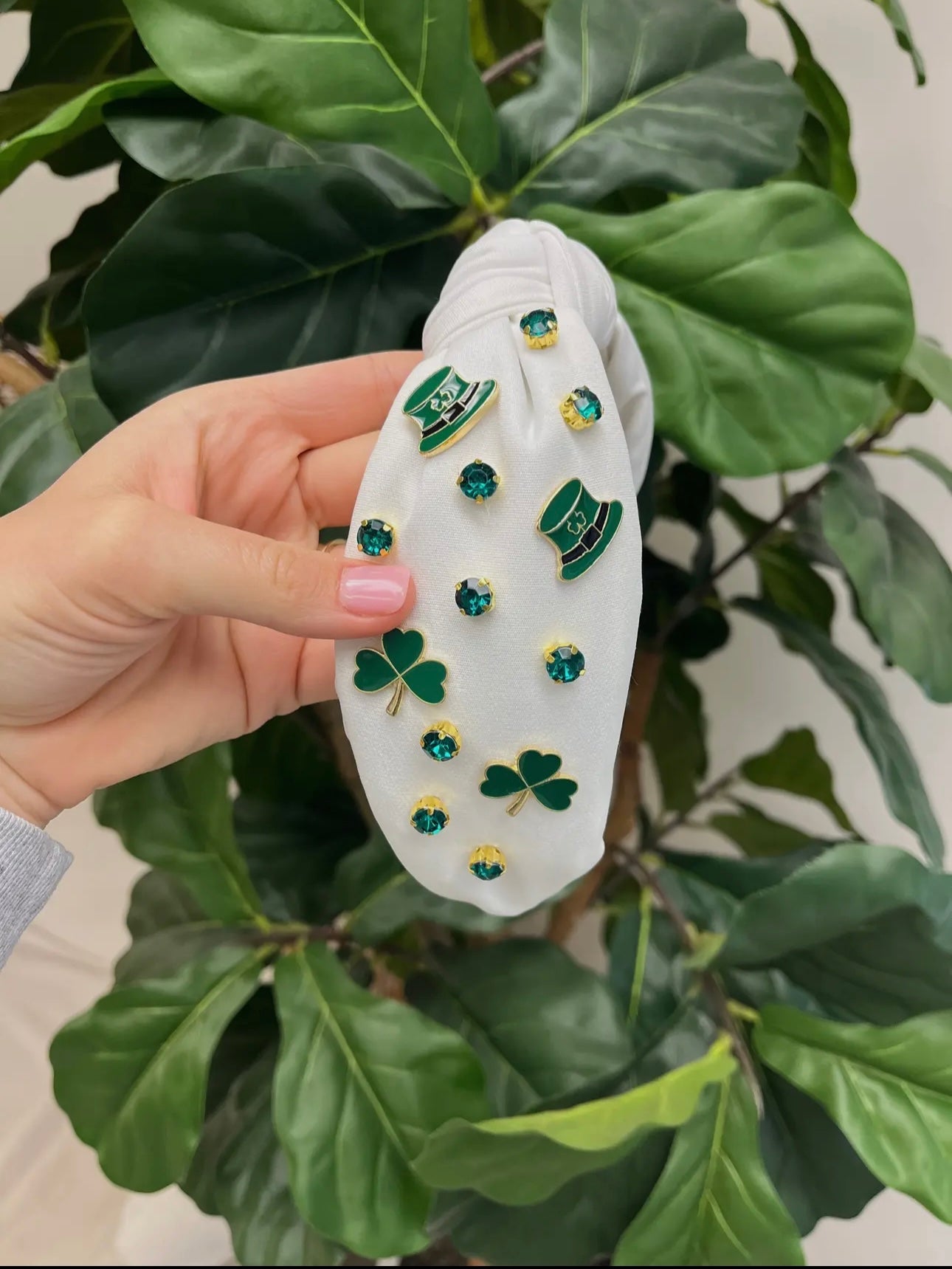 St. Patrick’s Charm Embellished Headband- White