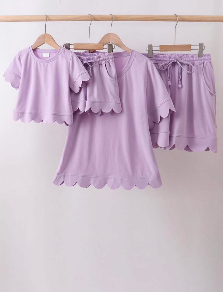 Lavender Scalloped Mom + Me Short Set
