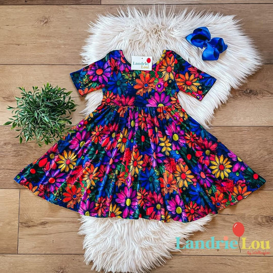 Hippie Floral Twirl Dress by Landrie Lou
