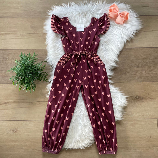 Valentine Hearts Jumpsuit by Wellie Kate