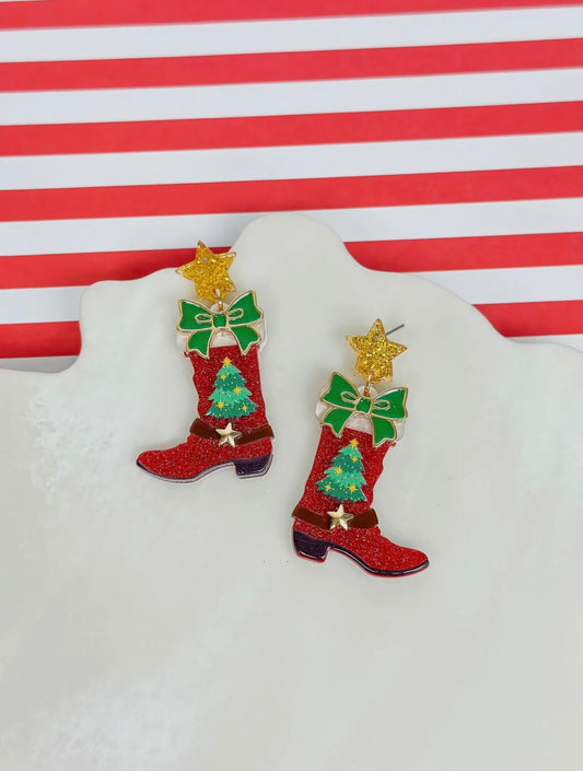 Christmas Tree Boots Dangle Earrings