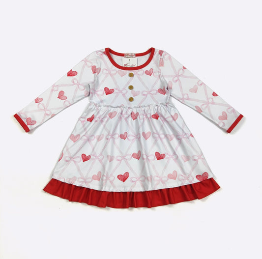 Coquette Heart Girls Dress By Clover Cottage