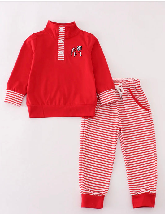 Georgia Embroidered Striped Pants Set