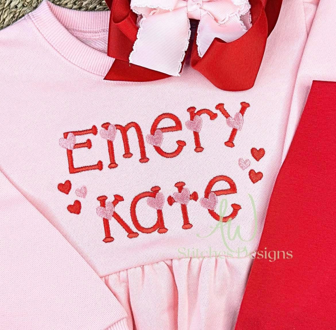 Valentine Custom Name Embroidered Dresses