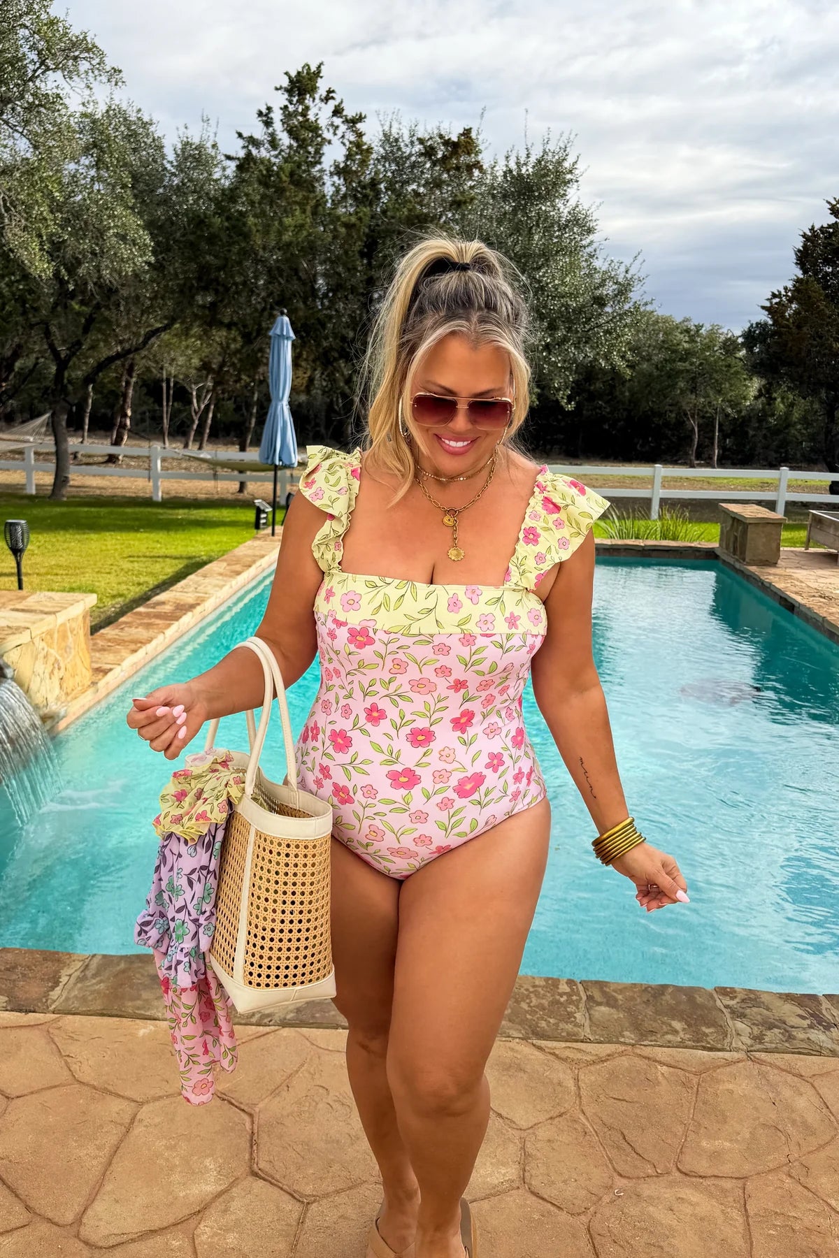 Floral Rainbow Swim Set