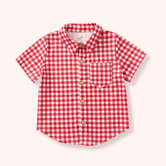 Pre-Order Gingham Picnic Boys Tee By Pete + Lucy