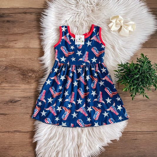 Western Americana Double Bow Back Dress By TwoCan