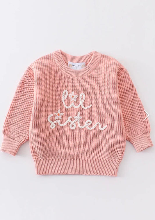 Lil Sister Embroidered Sweater by HoneyDew