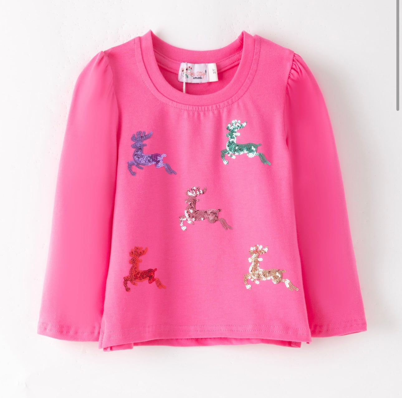 Reindeer Sequin Shirt By Clover Cottage