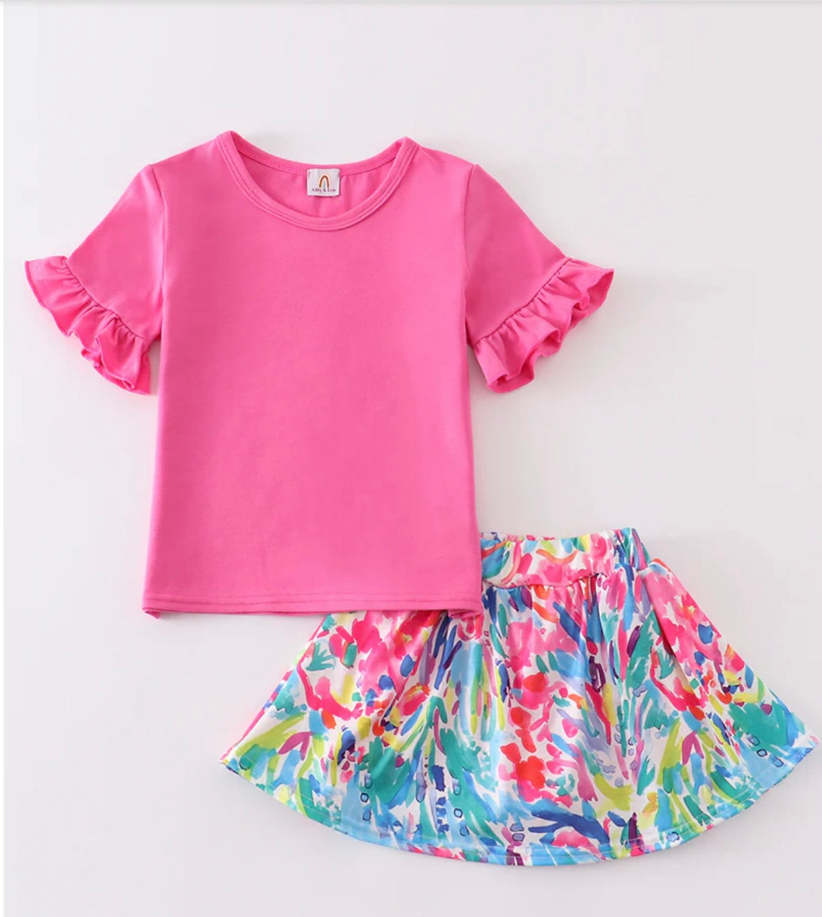 Pink Floral Skort Set by Honeydew