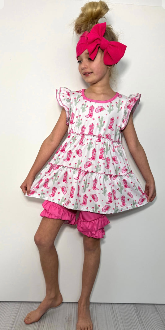 Pink Cactus Blossom Girls Set By Clover Cottage