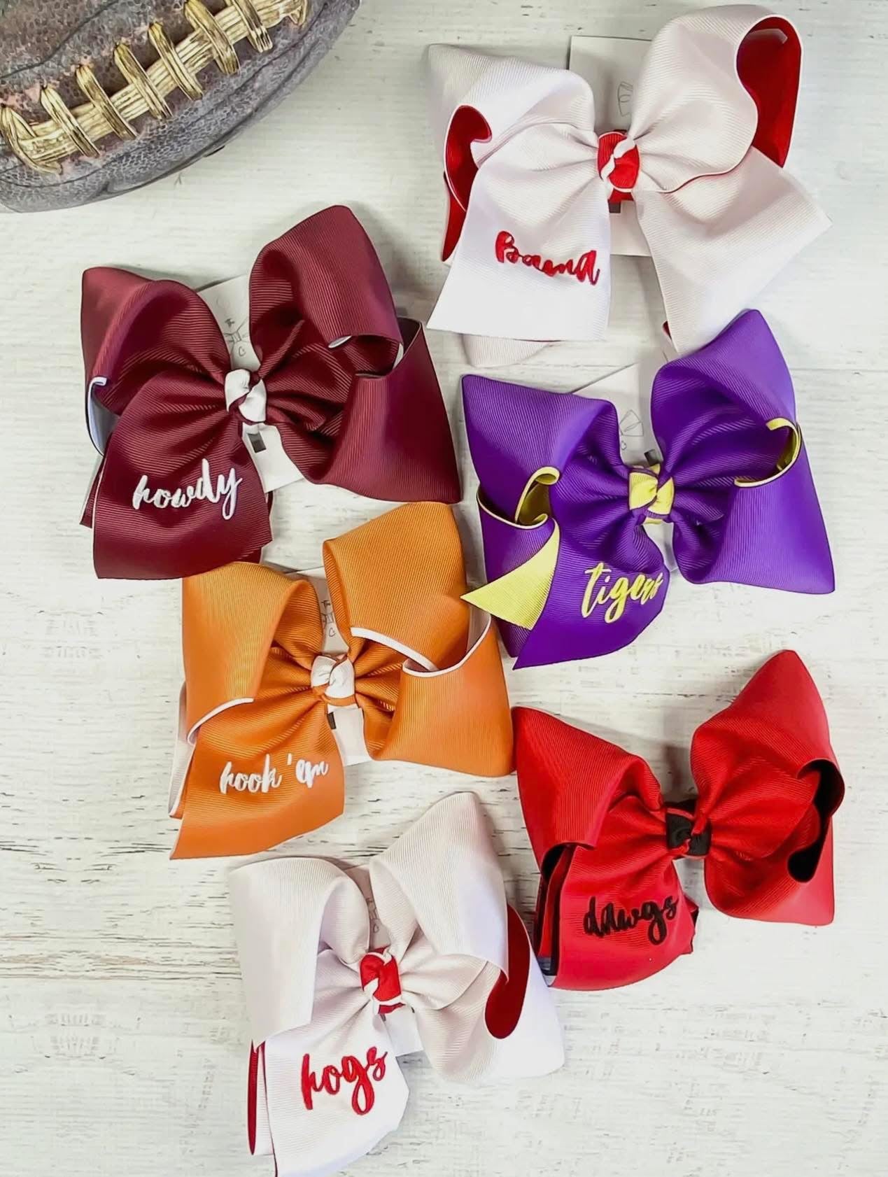 Double Layer School Spirit Hair Bows: Game Day
