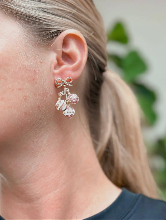 Pink Glitter Ornament Dangle Earrings