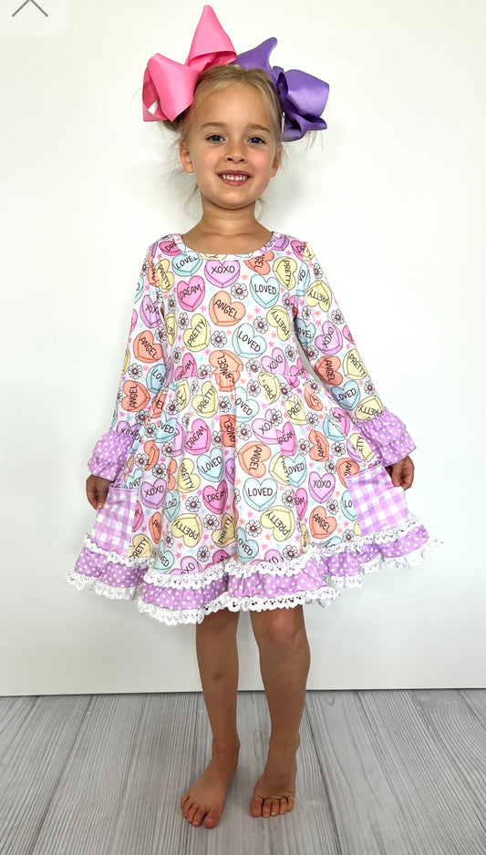 Candy Heart Girls Dress by Clover Cottage