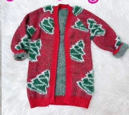 Pre-Order Christmas Tree Fuzzy Knitted Cardigan