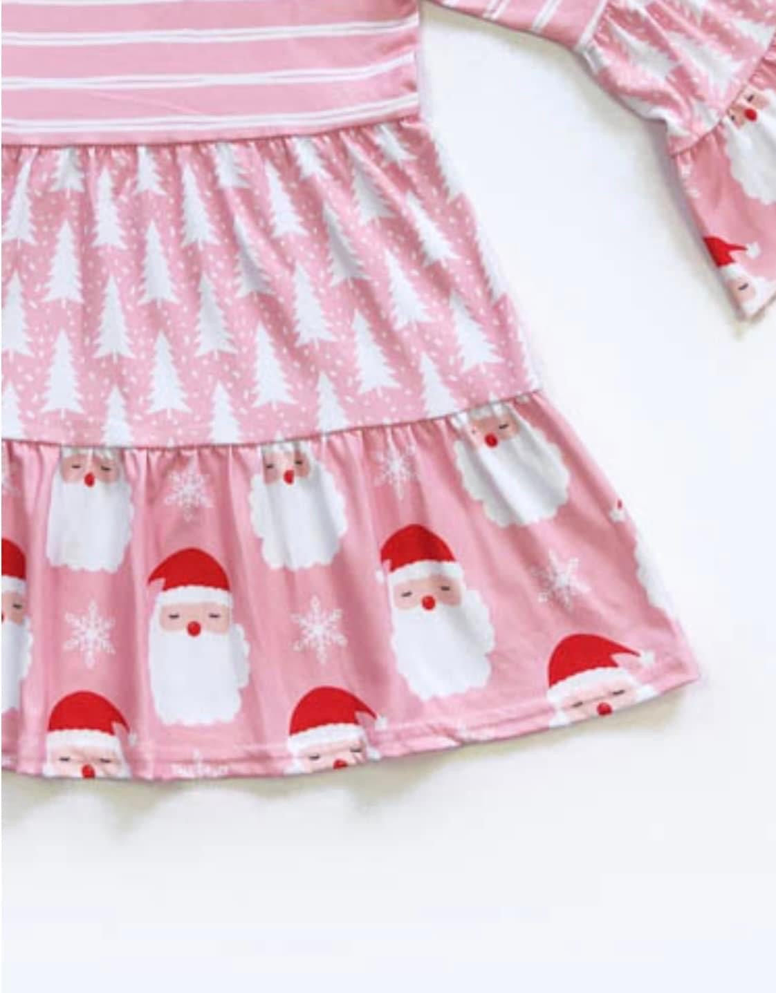 Pink St. Nick Girls Dress by Clover Cottage