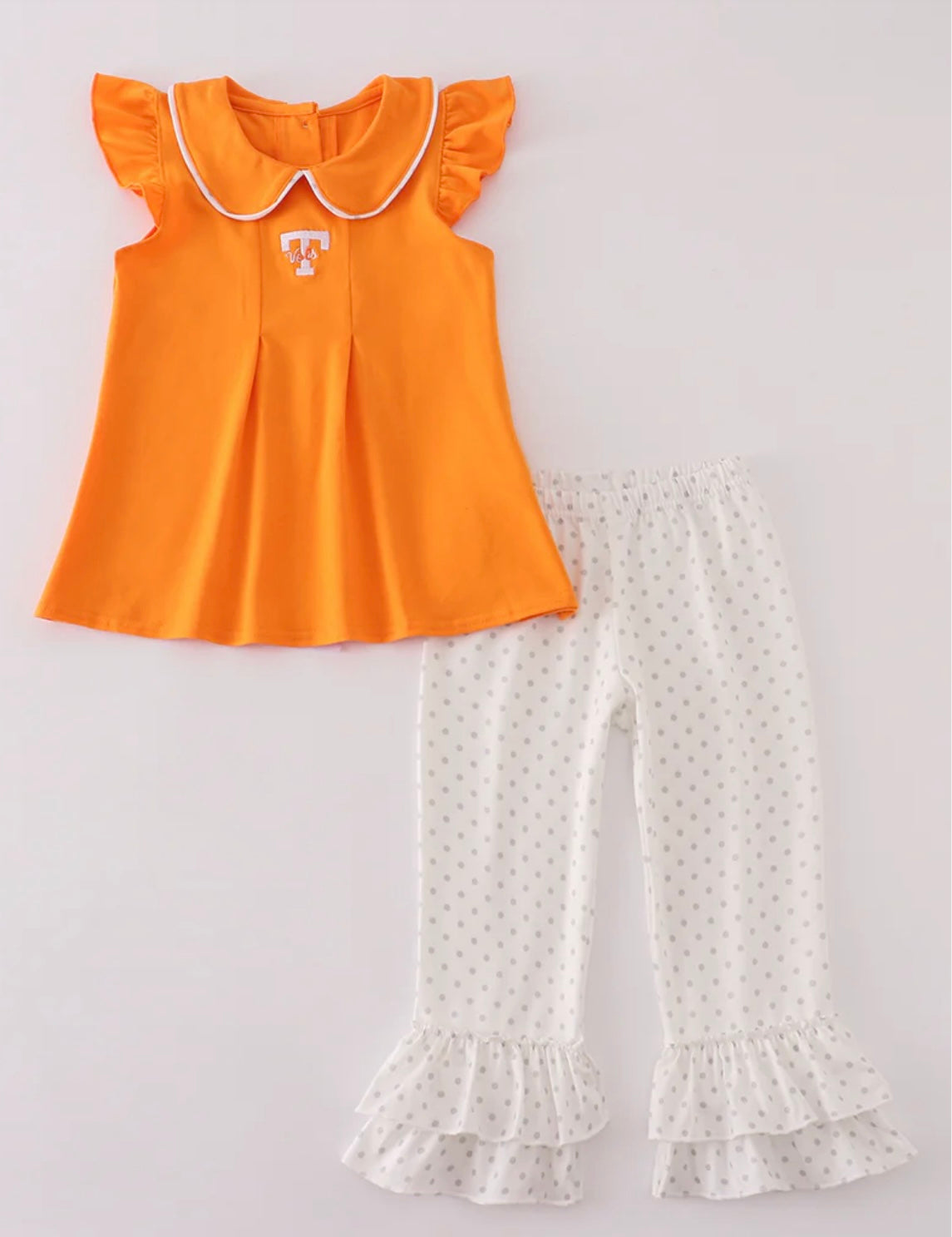 Orange Tennessee Go VOLS Embroidered Ruffle Pants Set