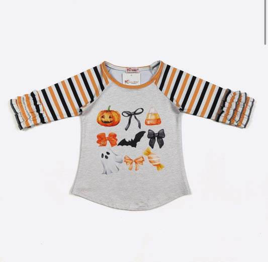 Halloween Boo Bows Girls Raglan