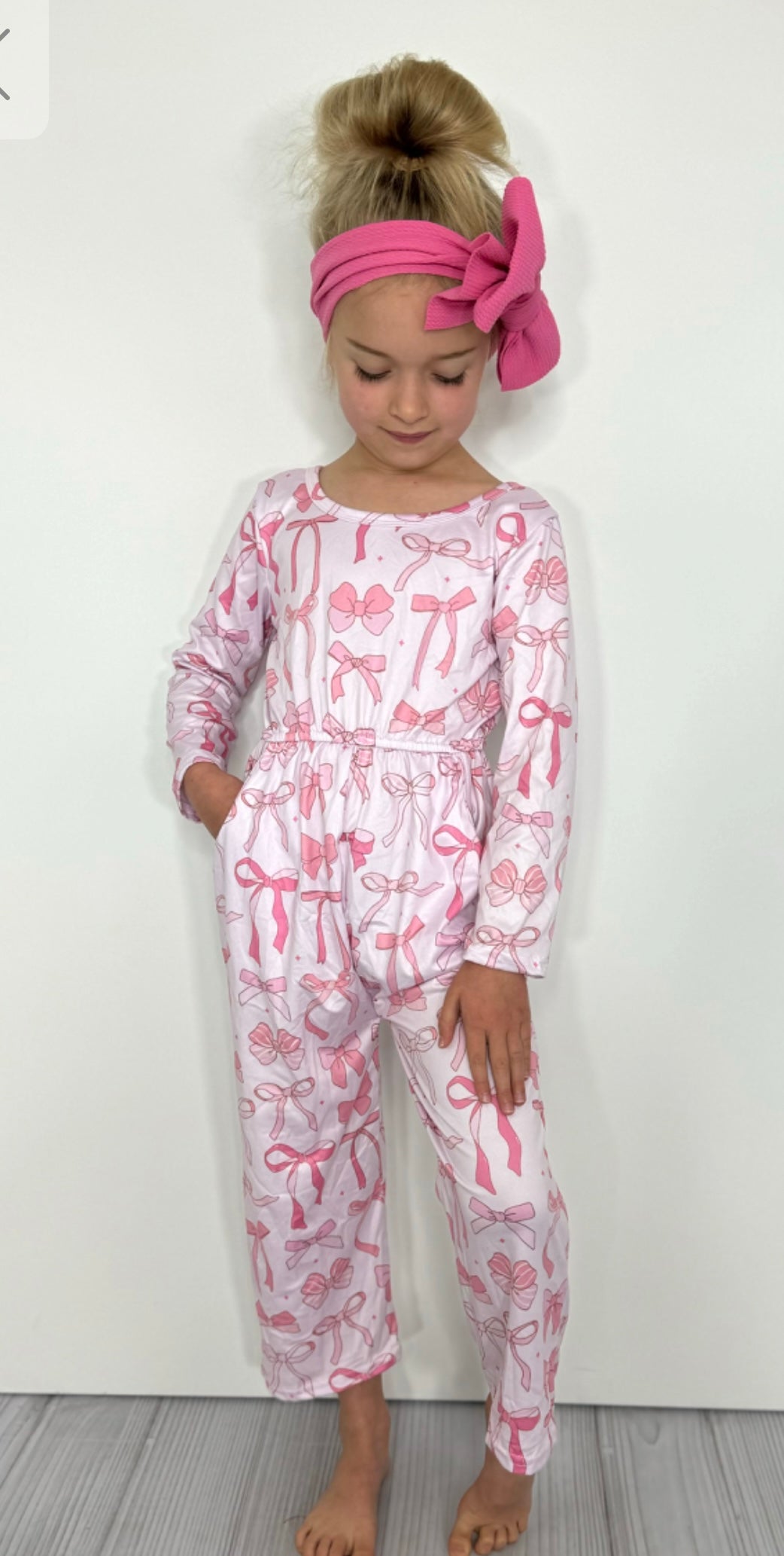 Coquette Bow Girls Romper by Clover Cottage