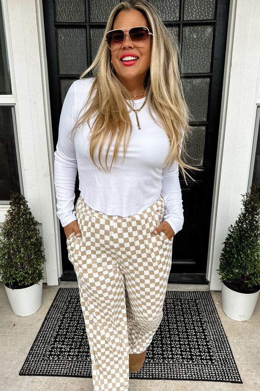 Bold Block Checker Pants - Neutrals