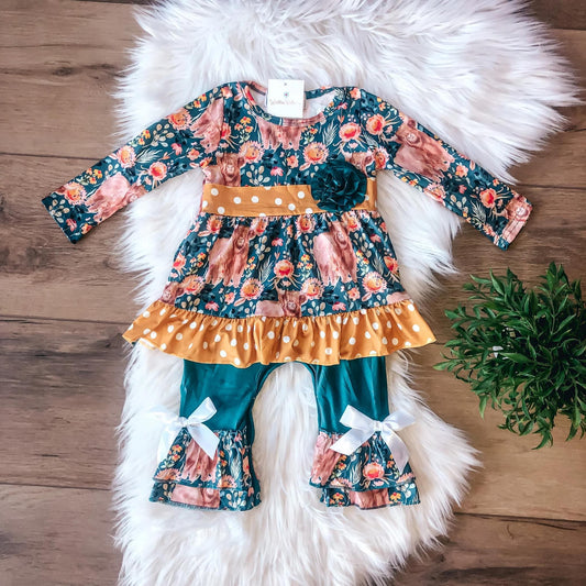 Cows & Coneflowers Infant Romper by Wellie Kate