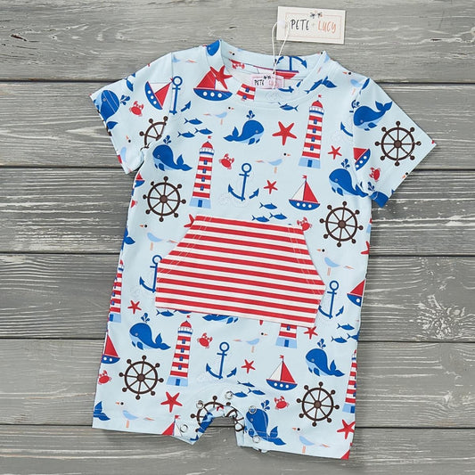 Pre-Order Anchors Away Boys Infant Romper by Pete + Lucy