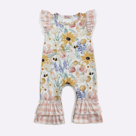 Bee Floral Infant Romper By Clover Cottage