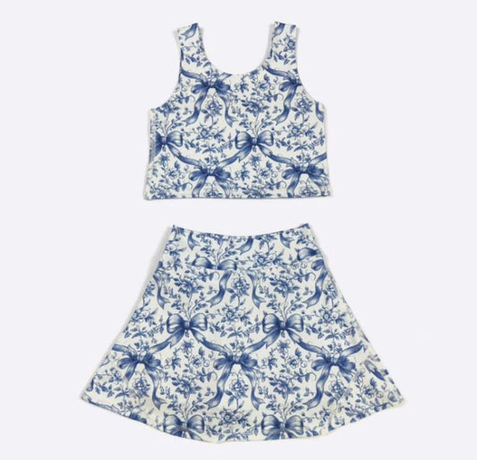 Preppy Blue Bow Athletic Set By Clover Cottage