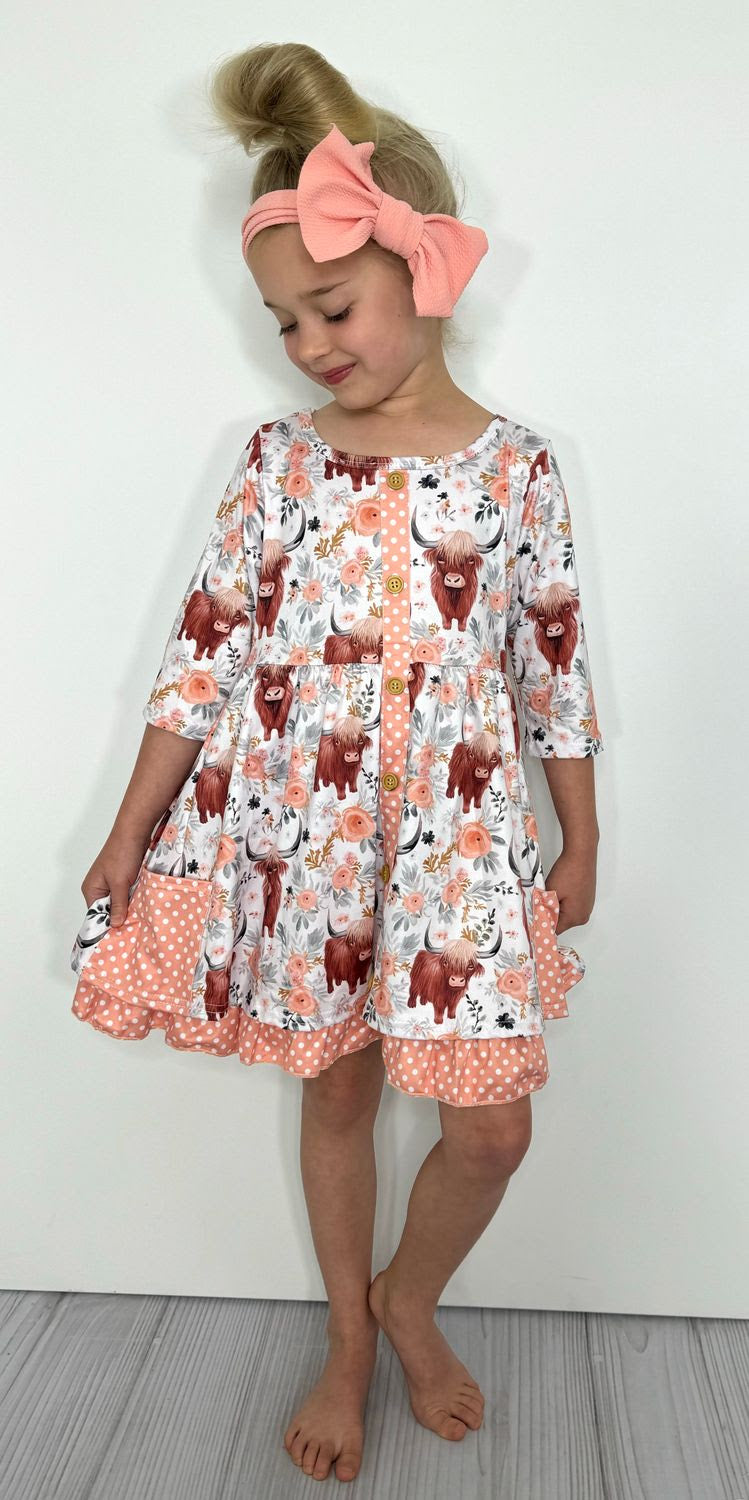 Peachy Highland Dress by Clover Cottage