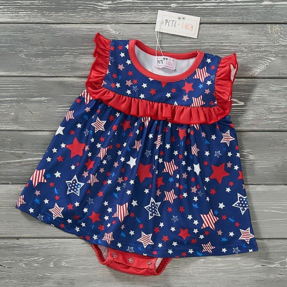 Star Spangled Infant Romper (Girls) by Pete + Lucy