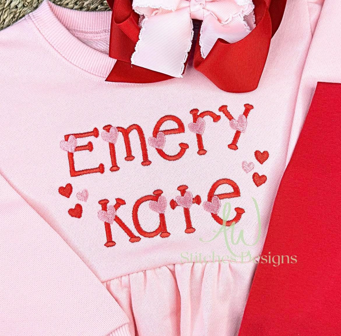 Valentine Custom Name Embroidered Sweatshirt