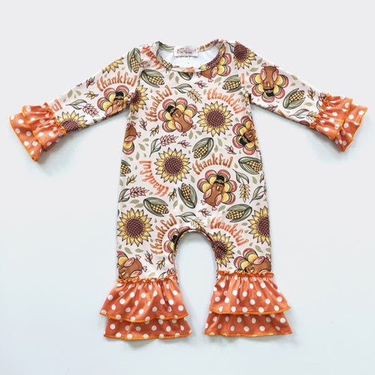 Thankful Turkey Infant Romper by Clover Cottage