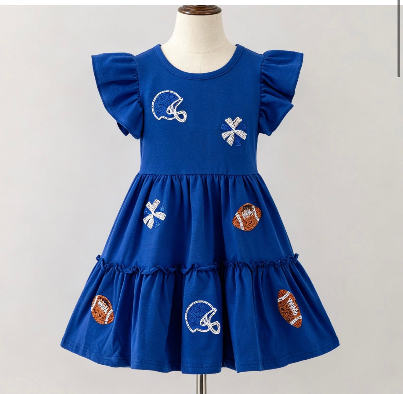 Blue Football Sequin Dress By Clover Cottage