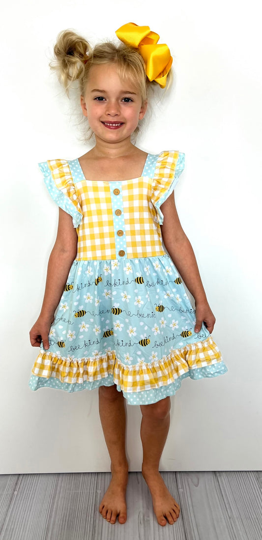 Bee Nice Girls Dress by Clover Cottage