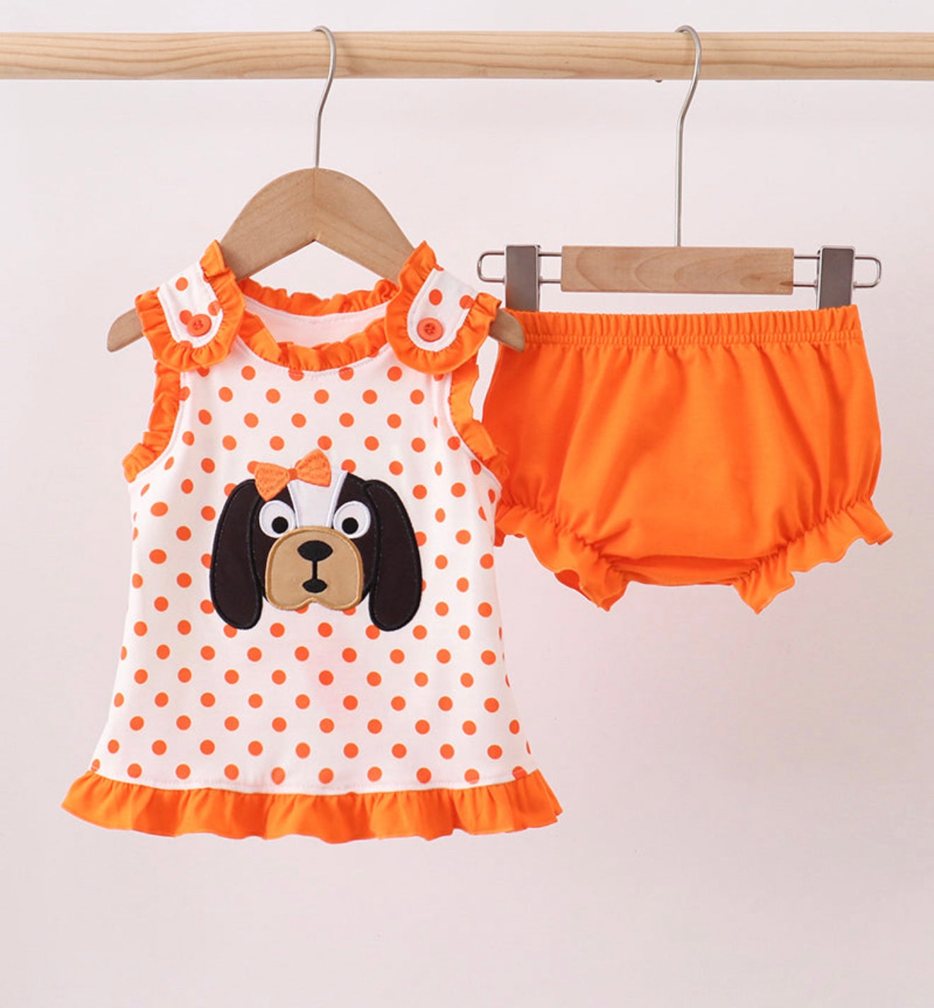 Orange Dog Appliqué Bloomer Set