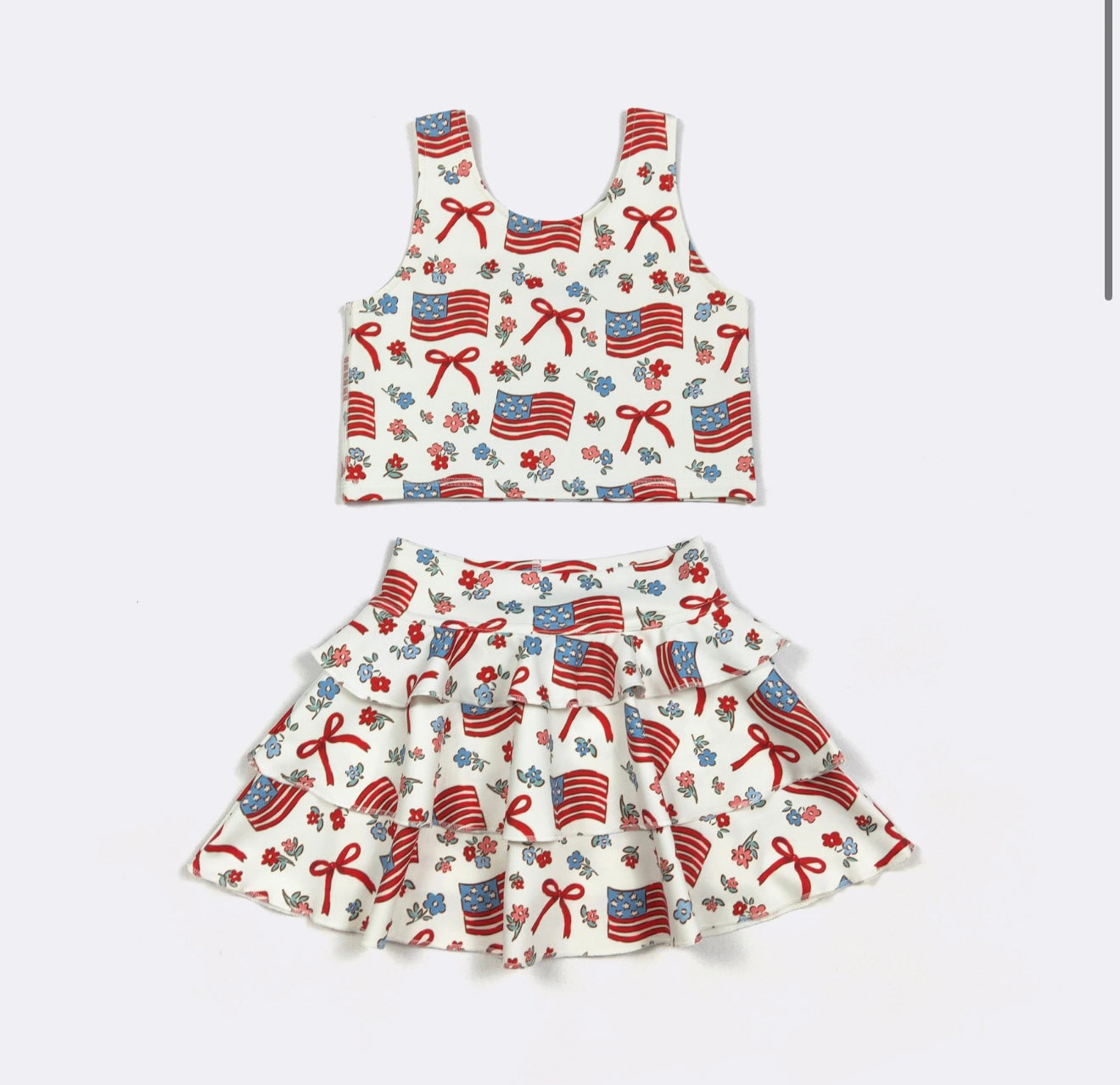 Red, White + Blue Ruffle Skort Set By Clover Cottage