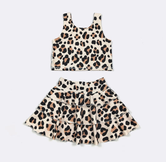 Leopard Girls Skort Set By Clover Cottage