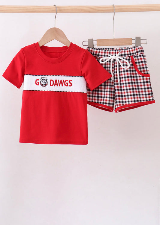 Georgia Go Dawgs Plaid Shorts Set