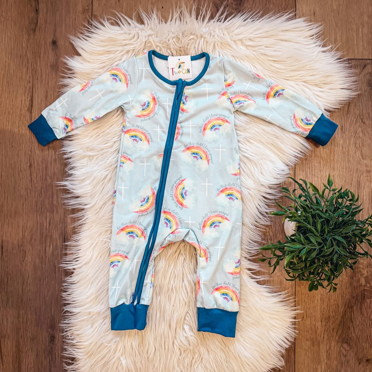 For This Child I have Prayed Infant Romper By TwoCan (Blue)
