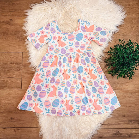 Pastel Eggs + Bunnies Dress By Landrie Lou