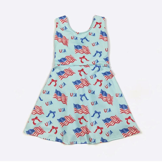 USA Chic Athletic Girls Dress By Clover Cottage