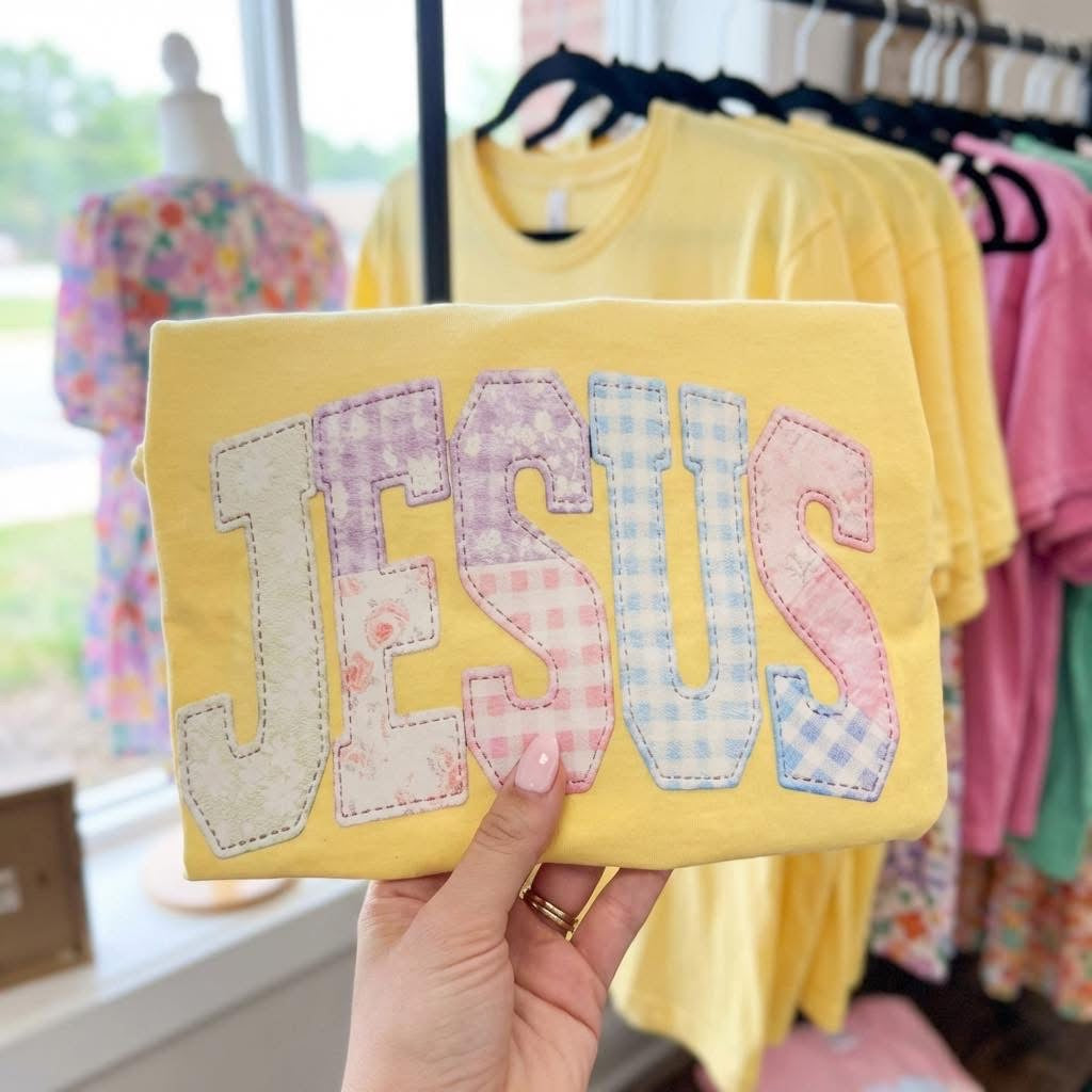 Jesus / He Is Risen DTF Printed- Faux Embroidered Graphic